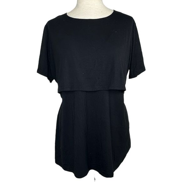 Smallshow Women's Maternity Short Sleeve Nursing Top Black Size XXL - Picture 1 of 6